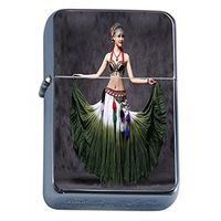 Vintage Gypsy Women Flip Top Oil Lighter S5 Smoking Cigarette Smoker Includes Silver Case