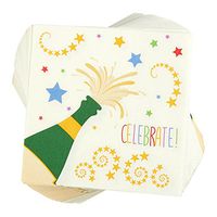 100-Pack Cocktail Napkins - Disposable Paper Party Celebrate! Napkins with Champagne Design - Perfect for New Years, Birthday and Anniversary Celebrations - 5 x 5 inches Folded