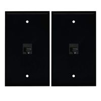 Ethernet Wall Plate 1 Port - Cat6 RJ45 Ethernet Wall Plate Female to Female Faceplate Black(2-Pack)