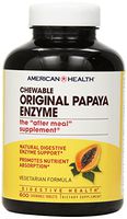 American Health Original Papaya Enzyme Chewable Tablets - Promotes Nutrient Absorption and Helps Digestion - Gluten-Free, Vegetarian - 600 Count, 200 Total Servings