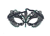 Mardi Gras Party Masquerade Mask,Venice Makeup Dance mask Iron Party Halloween Half face mask Silver-Studded Princess mask Blind Date Green Prom Masks