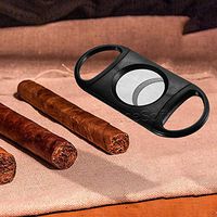 Black Plastic Cigar Cutter V-Cut Stainless Steel Double Blade Cigar Scissors for a Precise Perfect Cut