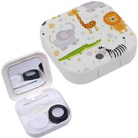 Portable Contact Lens Case Box Travel Kit Mirror + Bottle + Tweezers Container Holder [ Animals Giraffe ]