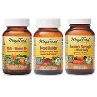 MegaFood, Multi for Women 40+, Blood Builder and Turmeric Strength for Whole Body Supplement Bundle, Supports a Healthy Inflammation Response and Iron Levels (60, 30 & 60 Tablets)