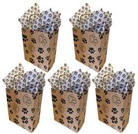 Paw Print Gift Bag Set Set of 5 Gift Bags with paw Tissue Paper (5)