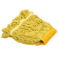 Looped End Wet Mop Head,Commercial Mop Head–Heavy Duty Cotton String Mop Refills,6 Inch Universal Headband, Mop Head Replacement for Home, Industrial and Commercial Use-Yellow（1 Pack）