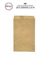 200 Brown Kraft Paper Bags, 4 x 6, Good for Candy, Cookies, Small Gift, Crafts, Party Favor, Sandwich, Jewelry Merchandise- by RJ Displays