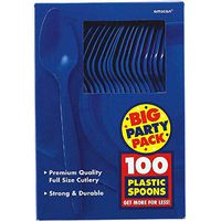 Big Party Pack Plastic Spoons | Bright Royal Blue | Party Supply | 600 ct.