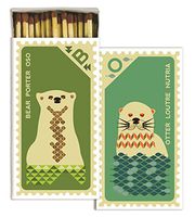 HomArt Large Decorative Bear and Otter Stamp Candle and Fireplace Wood Matches (Set of 3)