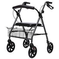 LJHHH Folding Rollator Walker,with Seat and Detachable Storage Bag,Heavy Duty Rollator Walker,Lightweight Aluminium Walking Mobility Aid for Elderly