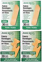 Assured Assorted Flexible Fabric Bandages, Knuckle, Fingertip, Standard, 4-Box, 100-ct