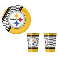 A 40 Piece NFL Gift Set 20 Disposable Paper Plates and 20 Paper Cups - Pittsburgh Steelers