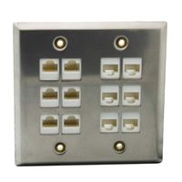 YinXiong Stainless Steel Metal Solid Style CAT6 RJ45 Wall Plate With Backside Female To Female Connector (12 Ports)
