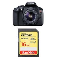 Canon Digital SLR Camera Kit [EOS Rebel T6] with EF-S 18-55mm Zoom Lens with SanDisk Extreme 16GB SDHC UHS-I Card - Black