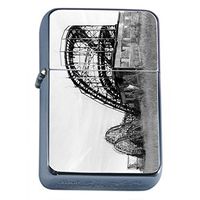 Perfection In Style Silver Flip Top Oil Lighter Vintage Roller Coasters Design 004