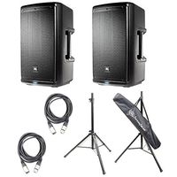 PACKAGE! 2 x JBL EON610 10" 2-WAY 1000W ACTIVE LOUDSPEAKERS WITH BLUETOOTH + 2x SPEAKER STANDS +2x XLARGE TO XLARGE XTX 25FT CABLES