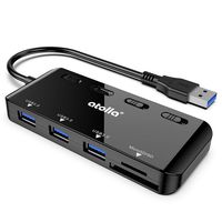 USB Hub，atolla USB 3.0 Hub with 3 USB 3.0 Ports and SD/Micro SD Card Reader, Ultra Slim USB Splitter with Individual Power Switches and LEDs