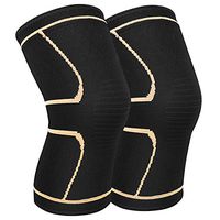 AVIDDA Knee Brace Support Pair for Men Women, Copper Compression Knee Sleeve for Joint Pain Relief, Arthritis, Meniscus Tear, Injury Recovery, Running, Squats, Weight Lifting, Football Gold S