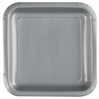 Hallmark Silver Shimmer 7" Square Paper Dessert Plates - 12 ct