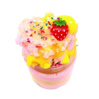Kids Fluffy Slime Toy, Glitter Putty Slime Toys Routinfly Stress Relief Clay Toy Strawberry Cloud Scented Crystal Mud Toy for for Children Adults (S)