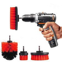 Electric Drill Brush Floor Carpet Brush Glass Cleaning Polishing Brush All Purpose Power Scrubber Cleaning Kit (Red 3 piece)