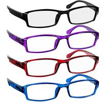 Reading Glasses 6.00 Black Red Blue Purple F501 (4 Pack)