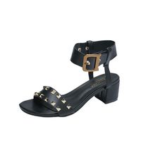 Women Sandals, LIM&Shop Summer Flat Buckle Strap Studded Shoes Casual Block Heel Wedges Shoes Slipper Soft Non-Slip Black