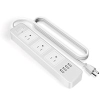 Power Strip with 3 -Outlet and 4USB Charing Ports .Home/Office Surge Protector with 6.6ft Extension Cord for Smartphone and Tablets