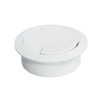 Rok Hardware 2-3/8" (60mm) Round White Computer Desk Table Port Wire Cable Organizer Hole Cover Grommet