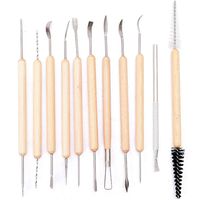 Art Supplies 11 PCS Sculpting Tools -DIY Wooden Handles Ceramic Tools Beginners Professionals Arts and Crafts,Wood and Steel,Home School Use