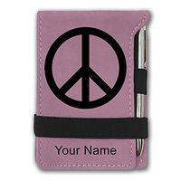 Mini Notepad, Peace Sign, Personalized Engraving Included (Pink)