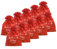 Louise Maelys 10pcs Christmas Gift Candy Bag for Kids Merry Christmas Present Wrapping Drawstring Bag for Festival Party Use Medium