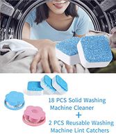 Solid Washing Machine Cleaner Effervescent Tablet,Household Reusable Washing Machine Lint Trap Machine Net Bag, Triple Decontamination Deep Cleaning Machine for Bathroom (18)