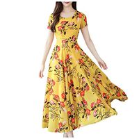 Jushye Over Size Maxi Dress,Women Deep V Neck Plus Size Dress Flowy Floral Sequined Evening Party Mesh Dress UK Size 18~26 (5001-Yellow, L)