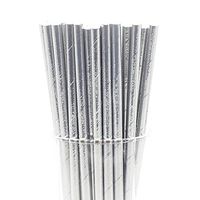 CTIGERS Silver Metallic Paper Straws Pack of 25