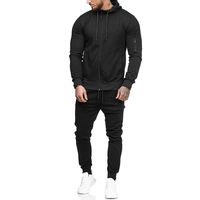 Men's Casual Tracksuit Set,Chaofanjiancai Men's Long Sleeve Zipper Hoodie Coat Jacket Slim Fit Workout Running Sweatpants Black