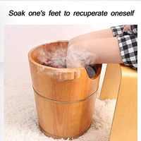 Foot Tub, High 45CM Oak Foot Soak Barrel, with lid Foot Spa Wooden Tub, Foot Spa Health Pedicure Bucket (Color : B)