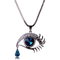 Windoson Tear Drop Necklace, Women Fashion Magic Eye Crystal Necklace Sweater Chain Romantic Jewelry Gift (F)
