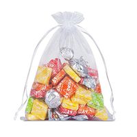 GSSUSA 100pcs White Sheer Organza Bags 5"x7" Drawstring Jewelry Pouches Wedding Party Christmas Favor Organza Gift Bags
