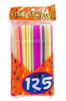 Jacent Disposable Drinking Straws - Neon Plastic Flex Straws, 125 Count per Pack, 12-Pack
