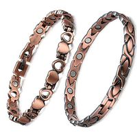 HiTreasure 2 PCS Mens Womens Magnetic Therapy Health Copper Bracelet for Arthritis Pain Relief(Imported,3500 Gauss Each Link)