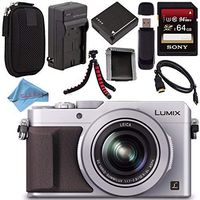 Panasonic Lumix DMC-LX100 DMC-LX100S Digital Camera (Silver) + DMW-BLG10 Lithium Ion Battery + Charger + Sony 64GB SDXC Card + Case + Tripod + HDMI Cable + Memory Card Wallet + Fibercloth Bundle