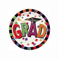Colorful Confetti Graduation Dinner Plates, 8ct
