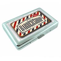 Vintage Barber Shop Sign S2 Silver Cigarette Case Metal Wallet Id Holder 4" X 2.75" RFID Protection