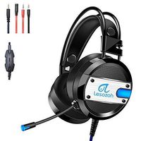 Lesozoh A10 Gaming Headset with Microphone,OVibration Effect, Professional Wired Gaming Bass Over-Ear Headphones with Mic 3.5mm, Noise Cancelling & Volume Control (Blue+Black) ...