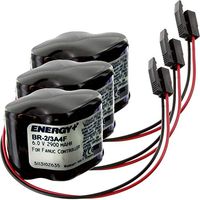 Three PLC Lithium 6V 2900mAh Emergency Lighting Batteries, Replaces Dantona CUSTOM-107 Matt Pack, Energy+ BR-2/3AGCT4A Ge Fanuc 18T Series A98L-0031-0025 Battery Pack PLC Battery Robotics Battery