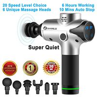 Shanlu Handheld Cordless Fascia Massage Gun, Super Quiet Deep Tissue Percussion Massager with 6 Attachments, Electric Sports Recovery Massager