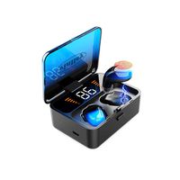 Wireless Earbuds Earplug Bluetooth 5.0 Headset Deep Bass Earphones Noise Cancelling Waterproof TWS in-Ear Headphones 152H Playtime (Auto Pairing, Binaural Call,2000mAh LED Display Charging Case), Blue