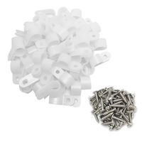 Cable Clamp R-Type Cable Clip Wire Clamp 1/2-Inch Nylon Screw Mounting Cord Fastener Clips with Screws for Wire Management - 50 Pcs Cable Clamps + 50 Pcs Screws, White