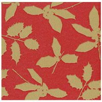 Caspari Holly Silhouettes Paper Linen Dinner Napkins in Red, Four Packs of 12